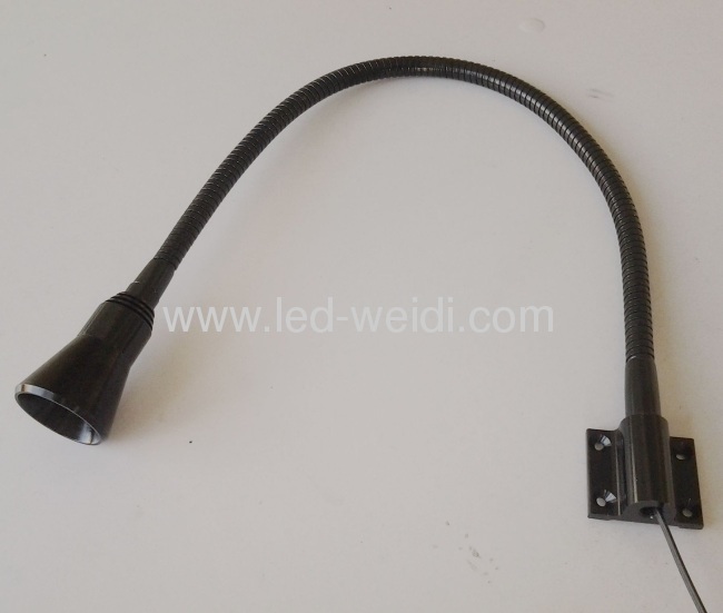 FLEX-LV-1X3-B Silver 2W Access Lighting 1w wall spot light Flexible arm black color 120v with US plug