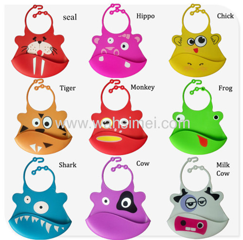 Cute animal silicon bibs for baby