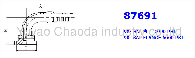 90° SAE FLANGE 6000 PSI ISO 12151-3-SAE J516 SWAGED HOSE FITTING