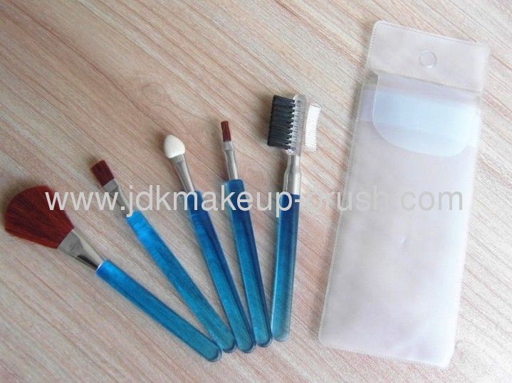 The cheapest Promotional 5pcs makeup brush setwith Blue handle