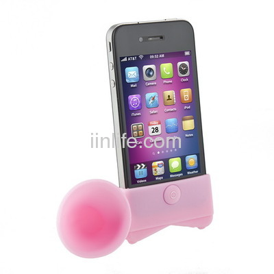 For Apple iPhone 4 4S Portable Silicone Horn Stand Audio Dock Amplifier Speaker