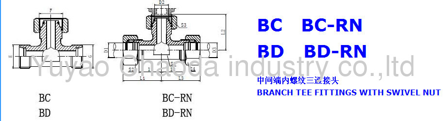 BRANCH TEE FITTINGS WITH SWIVEL NUT