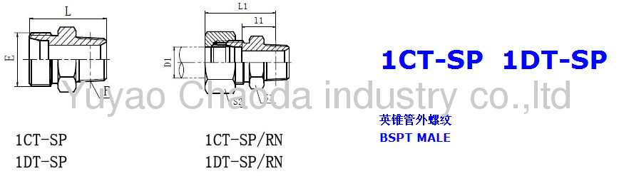 BSPT MALE OF METRIC THREAD BITE TYPE TUBE FITTINGS