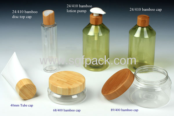 Plastic tube cap bamboo cap 40mm cosmetic container bamboo package