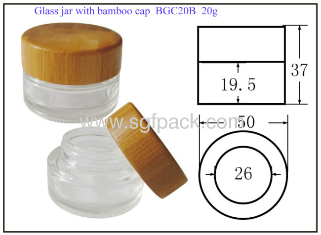 Bamboo cap for glass jar cream jar bamboo container cosmetic package 20g jar 50g jar cap