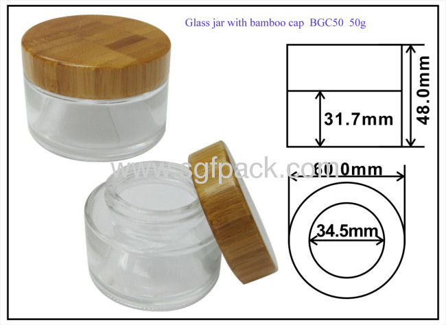 Bamboo cap for glass jar cream jar bamboo container cosmetic package 20g jar 50g jar cap