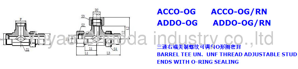 UN/UNF THREAD ADJUSTABLE STUD END WITH O-RING SEALING RUN TEE