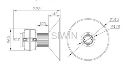 120° LED high bay light Bridgelux Chips Mean well driver