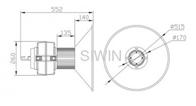 120° LED high bay light Bridgelux Chips Mean well driver