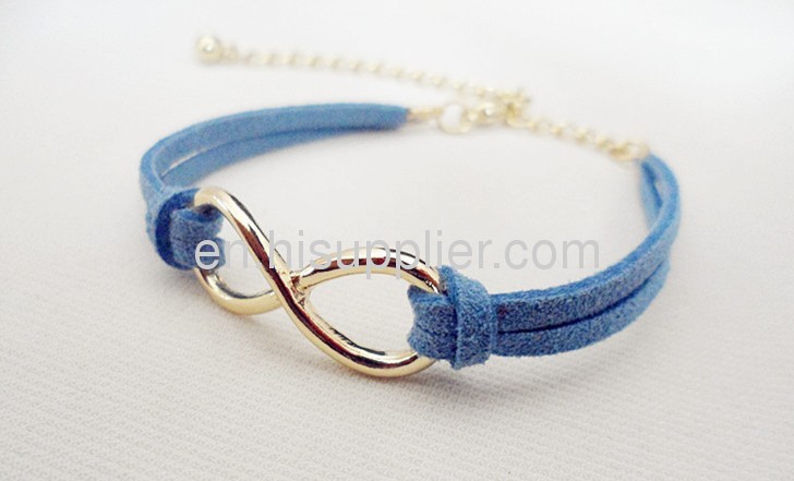 Gold Plated Lobster ClaspInfinity Leather Chain Bracelet