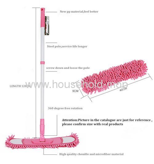 Telescopic home Microfiber Chenille pink mop