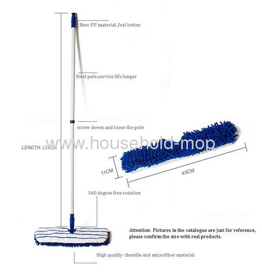 2 in 1 Mop Microfiber and Chenille Double-Sided Home Cleaning Device