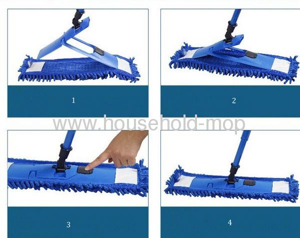 Blue chenille mop with pp handle steel pole