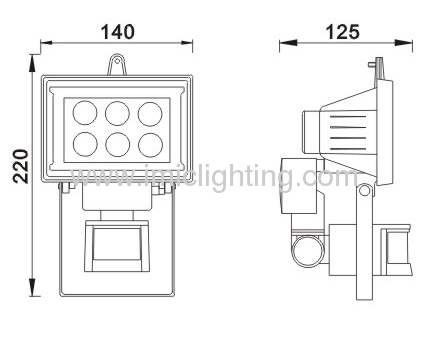 High power 6W Aluminium LED Light with sensor