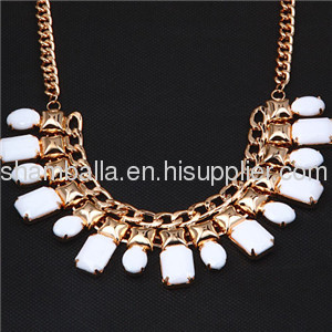 Chunky Chain White Resin Choker Bib Costume Jewelry Necklace Wholesale