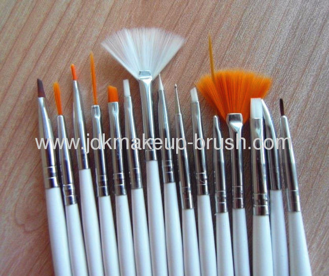 High quality 15pcs Nail brush set with white handle