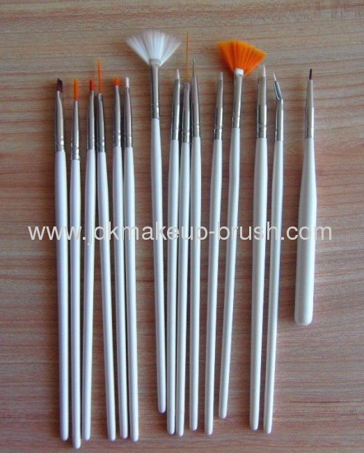 High quality 15pcs Nail brush set with white handle