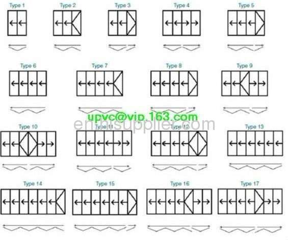 UPVC/PVC/Aluminum multi-sashes garden folding(bi folding)window and door with white/silver/black/wood grain brown color