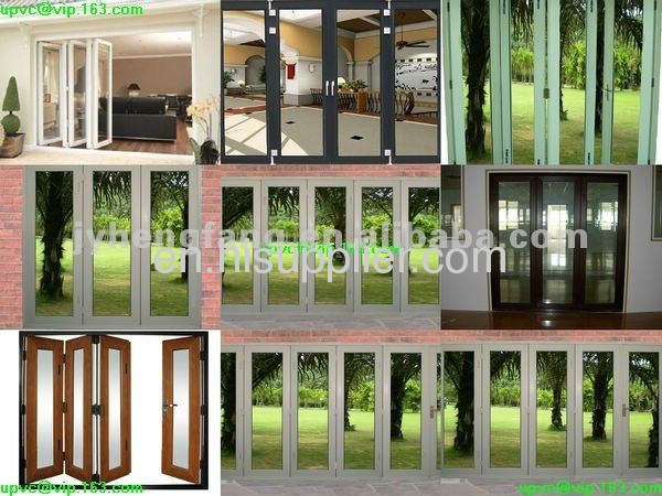 UPVC/PVC/Aluminum multi-sashes garden folding(bi folding)window and door with white/silver/black/wood grain brown color