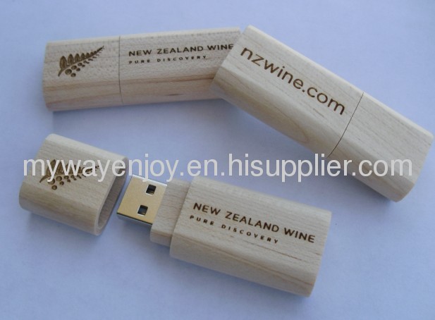 Fashion wooden/bamboo usb memory stick with with engraved logo for promotion