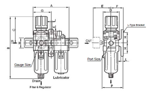 pneumatic air treatment units ,AC3010-03 air flow Filter&regulator