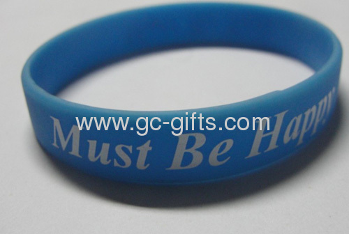 Silver painted debossed silicone bracelets