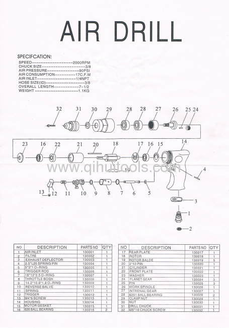 High Quality Industry 1/2Air Drill 