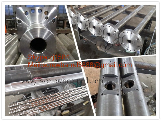 Double parallel twin screw barrel Bimetallic twin parallel screw barrel for PVC sheet extruder