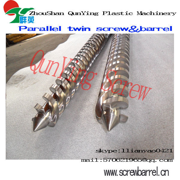 Nitride double parallel screw cylinder for recycling extrusion