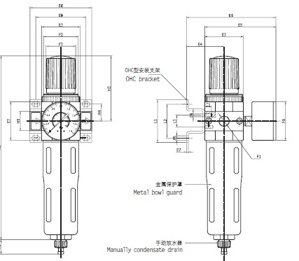 air pneumatic componentair unitair system feston FR Air Preparation zinc alloy filter OFR02 04 06 08
