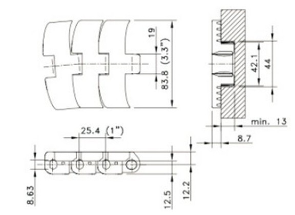 Flat Top chain belt RW1060