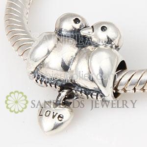 Cheap 925 Sterling Silver european Lovebirds Charms Bead
