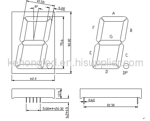 red 3.0inch 1 digit seven segment display