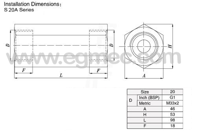 Rexroth S20A, G1Inch Threaded Connection Non Return Valve