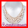 Rose Gold Plated White Beas Statement Bubble Bib Collar Necklace