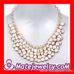 Rose Gold Plated White Beas Statement Bubble Bib Collar Necklace