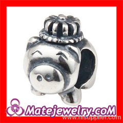 Wholesale 925 Bracelets Cute Animal european Silver Pig Charm Beads