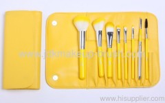 8 Pcs Pro Yellow Makeup Brush Set With Pouch