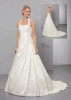 A-line Strapless Sweetheart Halter Chapel Train Appliqued And Pleated Wedding Dress