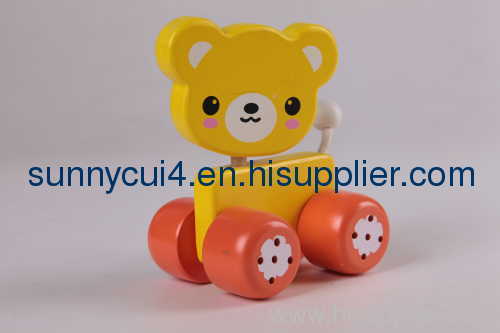 Cartoon bell car- bear wooden toys