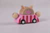 Q animal pull back car - pig woden toys wooden car