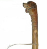 Dog with Neck Bell Carved Wooden Walking Stick