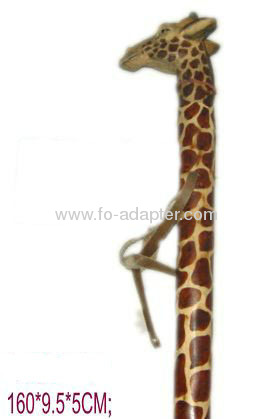 Living Giraffe Carved Wooden Walking Stick