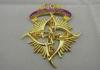 Grosse Junkersdorfer 3D Zinc Alloy / Pewter Carnival Medal by Purple Rhinestone, Gold Plating