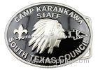 Customized Zinc Alloy 3D CAMP Karankawa Staff Belt Buckle with Soft Enamel, Misty Nickel Plating