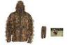 Drawstring Mesh Leaf 3D Camo Leaf Suit, Hunting Camo Jackets With Zipper And Two Storage Pockets