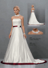 A-line Strapless Sweetheart Chapel Train Wedding Dress With Ribbon and Flowers