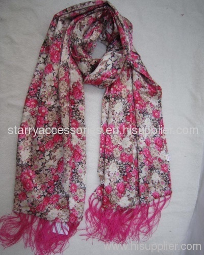 Multicolor polyester double layer printed woven scarf for spring/autumn