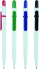 White barrel promotional ballpoint pen with color trims