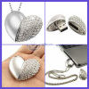 Beauty diamond heart shape usb memory stick for wedding gifts